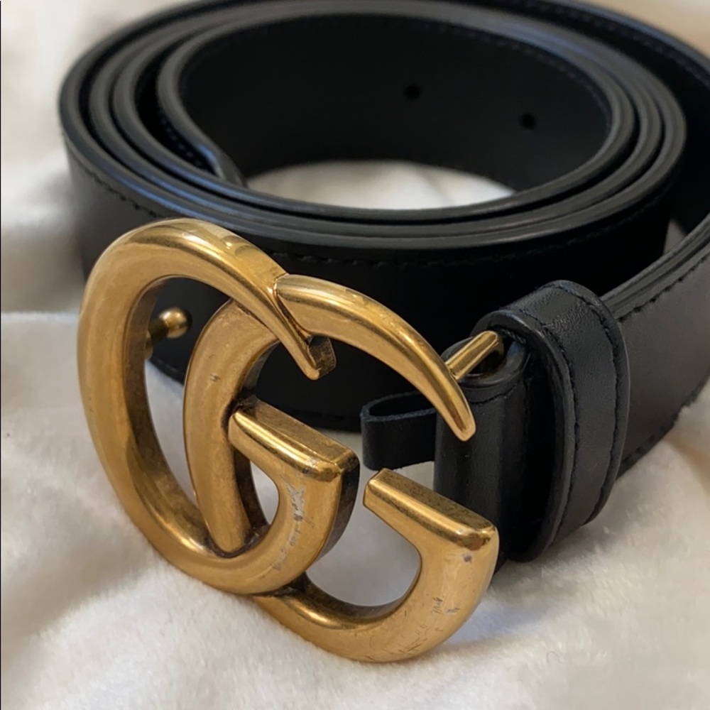 100% Authentic Gucci Marmot Medium GG Black Belt